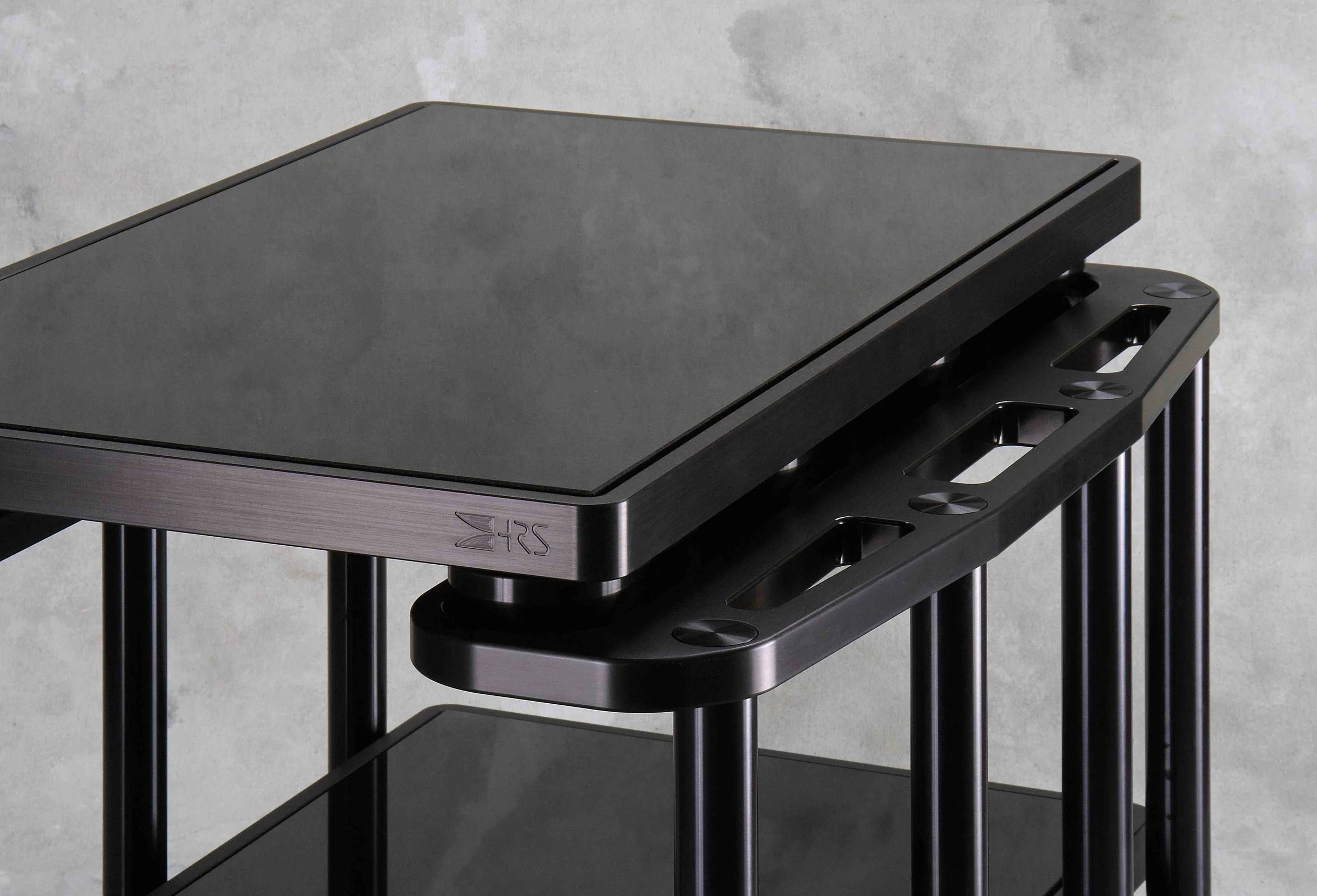 Black SXRC-1929-2-2V Audio Stand with M3X2-1929-2 Isolation Base (Corner).jpg